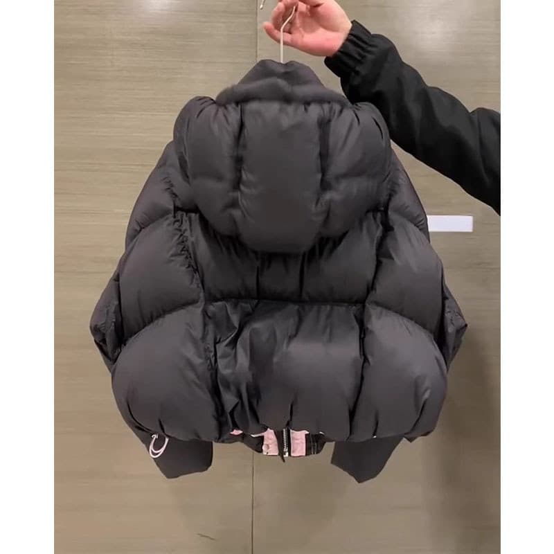 High-End sentimento Super agradável preto curto para baixo jaqueta feminina inverno 2025 novo estilo moda pão jaqueta gr