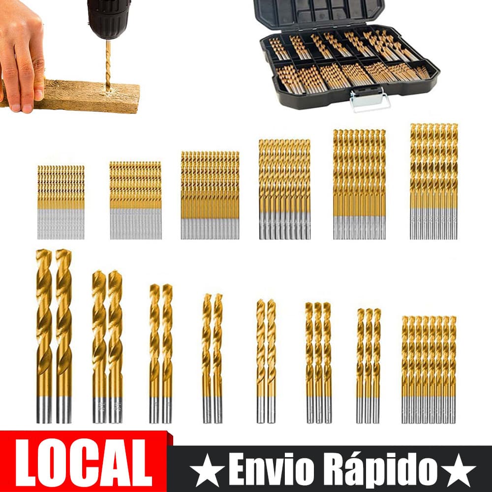 Conjunto de brocas de diamante torcido de 99 peças, superfície de Material de aço de alta velocidade banhada a titânio -