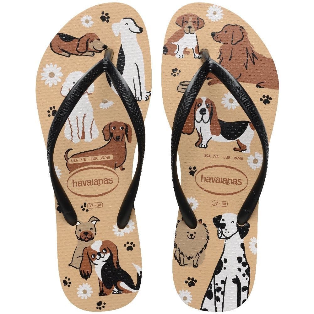 Havaianas Slim Pets Bege/Preto/Branco