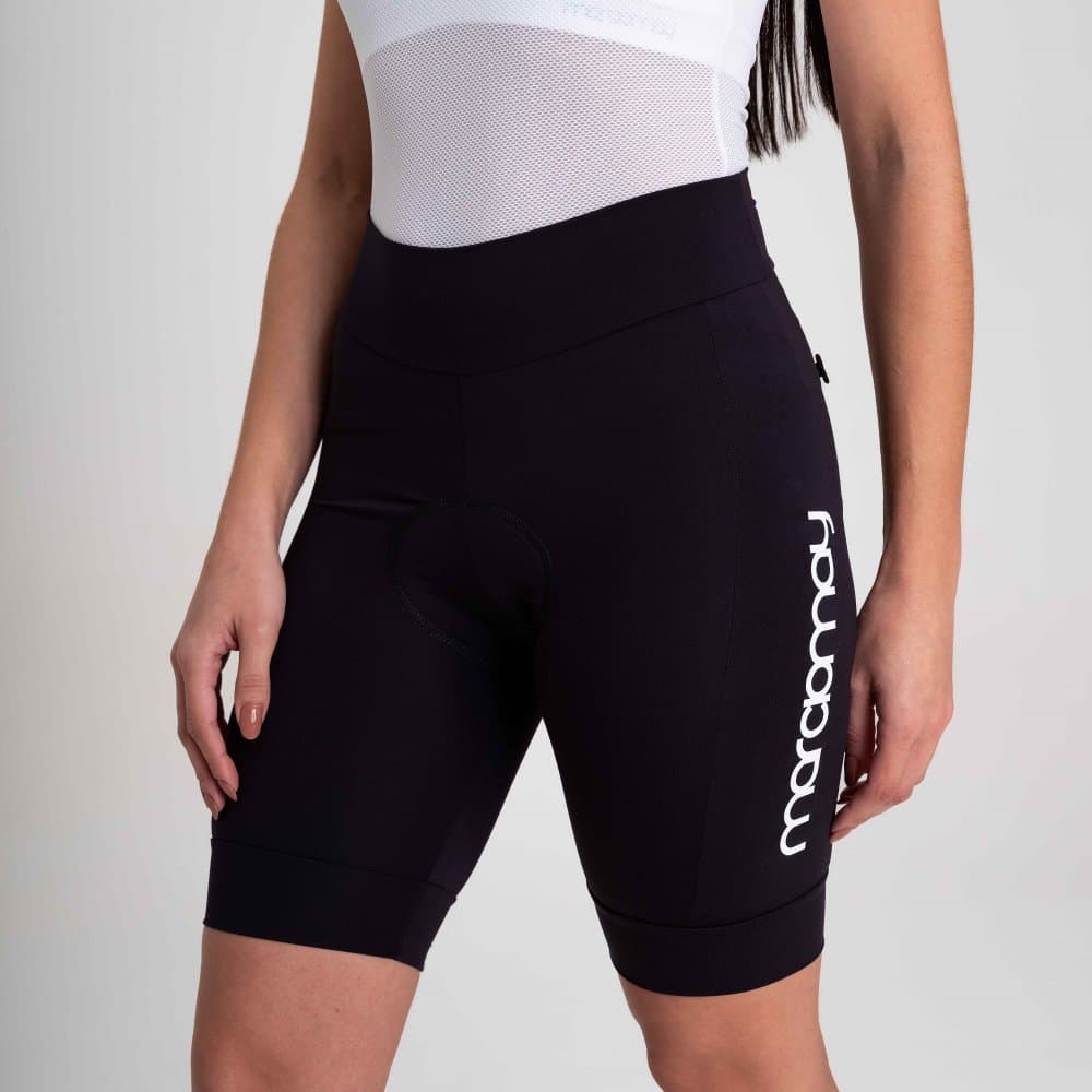 Bermuda de Ciclismo Feminina Márcio May Light Preta / Logo Branca