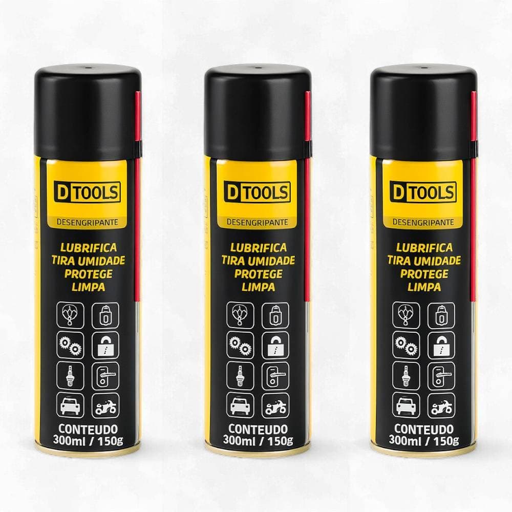 Kit 03 Óleos Desengripantes 300ml Spray Lubrificante e Anticorrosivo - Dtools