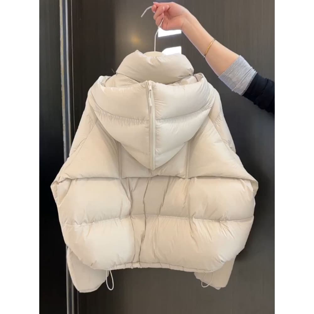Estilo ocidental único Super bonito branco curto para baixo jaqueta feminina inverno 2025 novo estilo estilo coreano jaq
