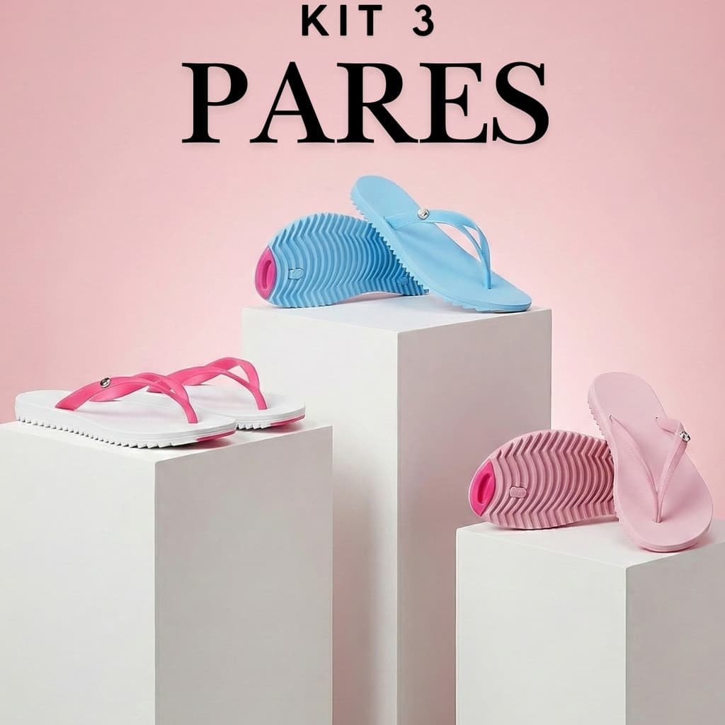 Kit 3 Pares Chinelo Feminino Antiderrapante Leve Para o Dia a Dia Promoção