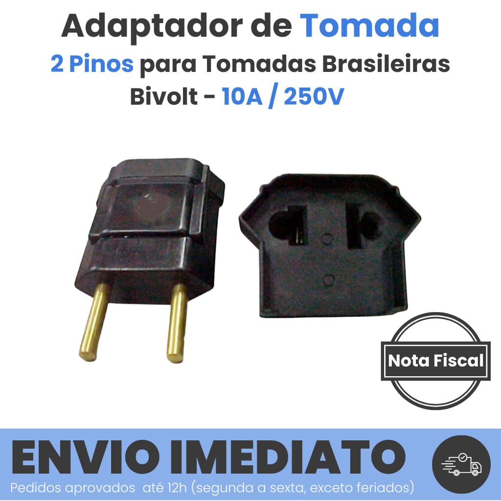 Adaptador de Tomada Universal 2 Pinos para Tomada Brasileira 10A 250V – Fernik
