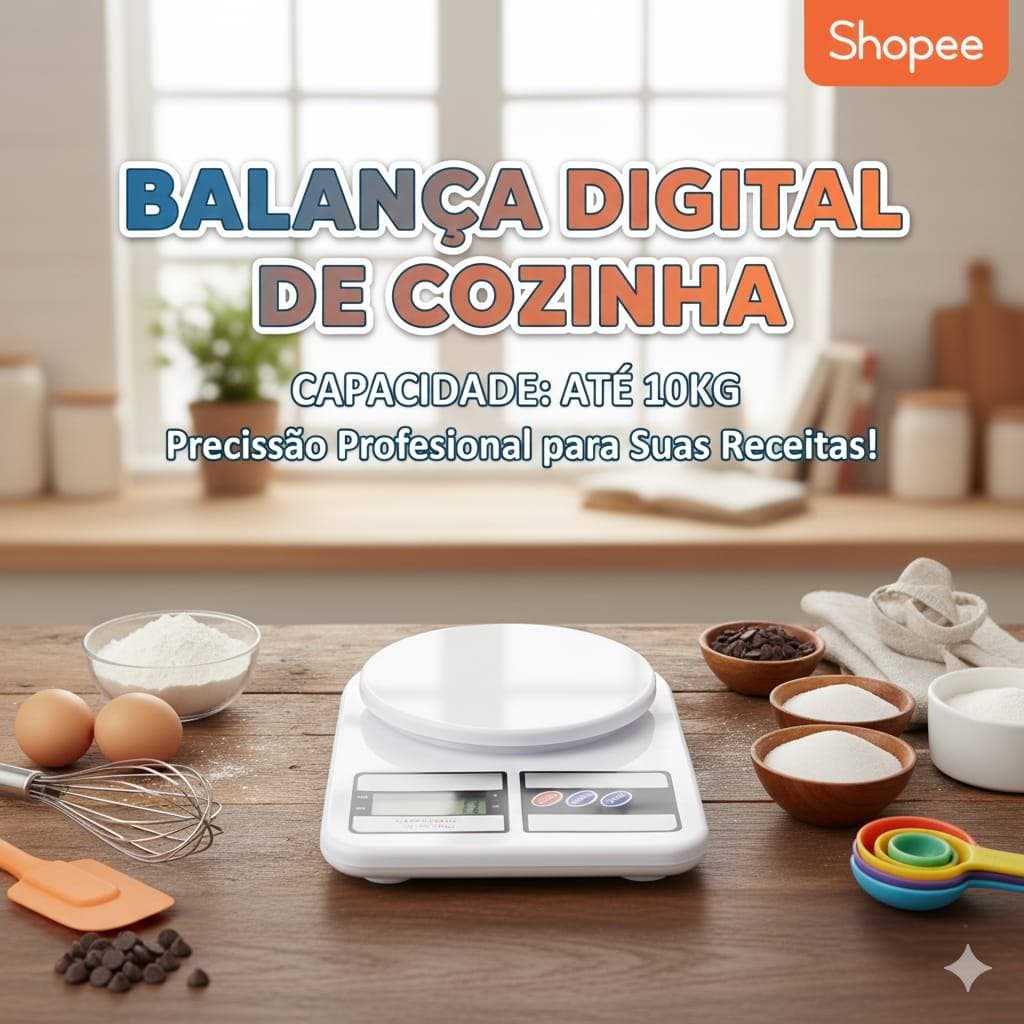 Balança Digital Cozinha Alta Precisão Capacidade 10kg Display Led Compacta