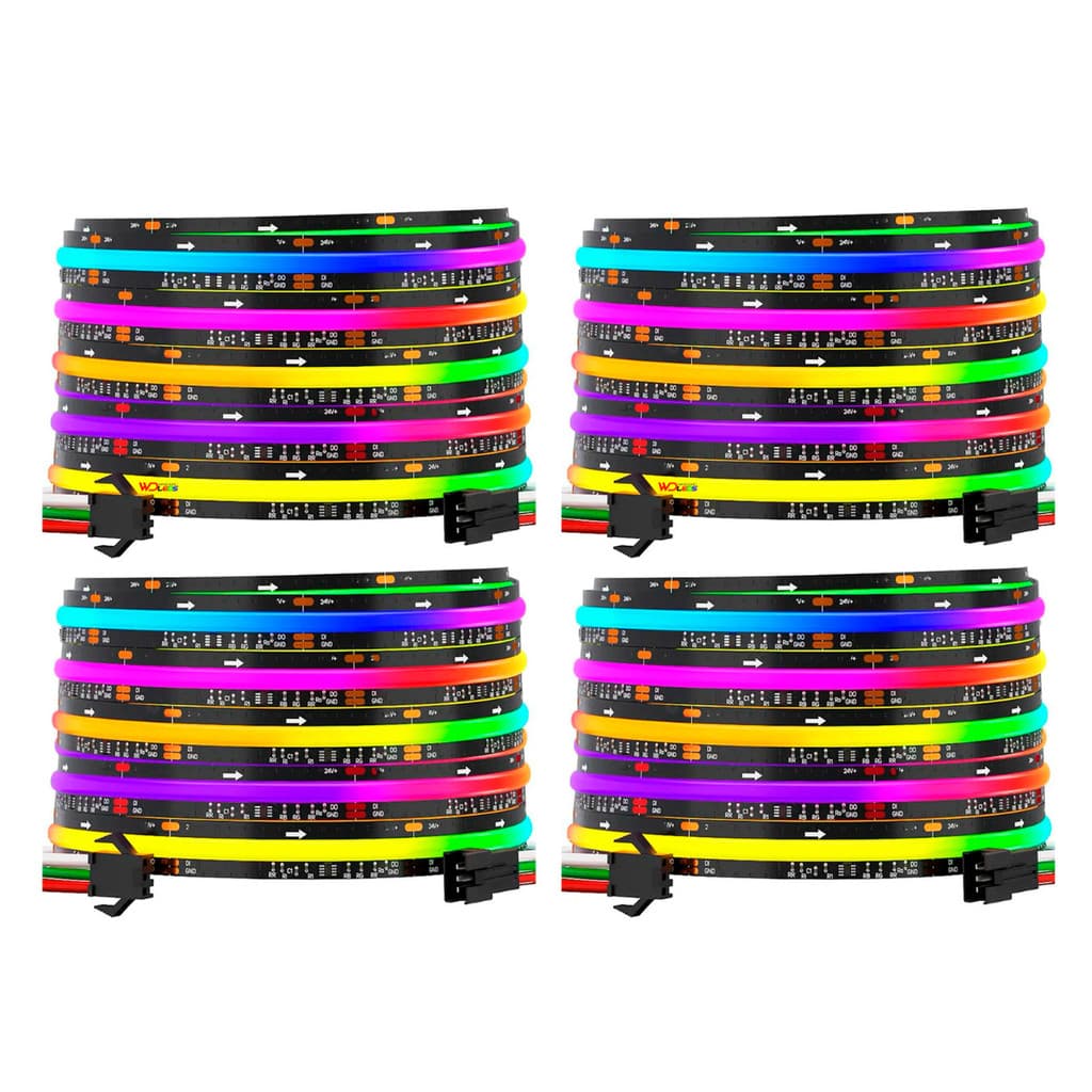 4 Fitas Led Ws2811 20 M 720 Leds Cob Neon Alto Brilho Preta