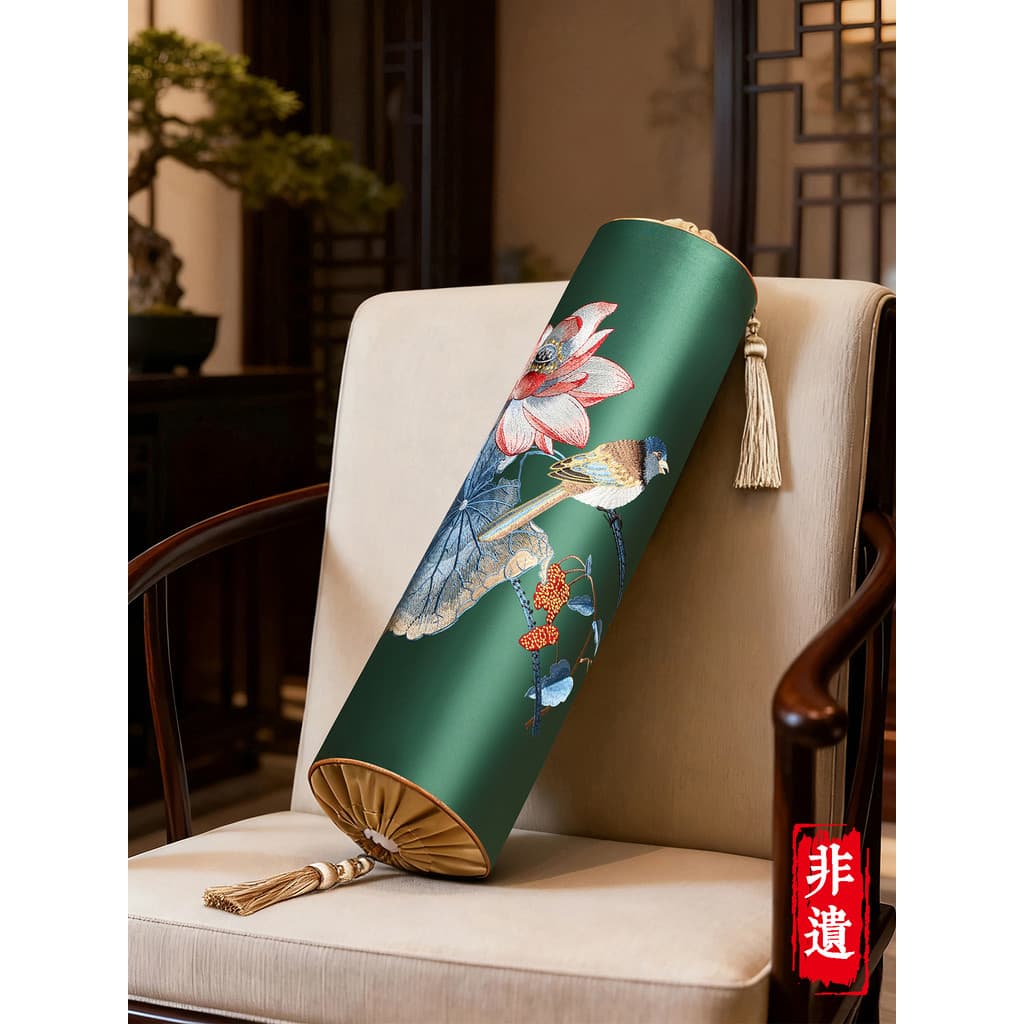 Novo estilo chinês travesseiro luz luxo High-End longo travesseiro bordado doces travesseiro Arhat cama apoio de braço t