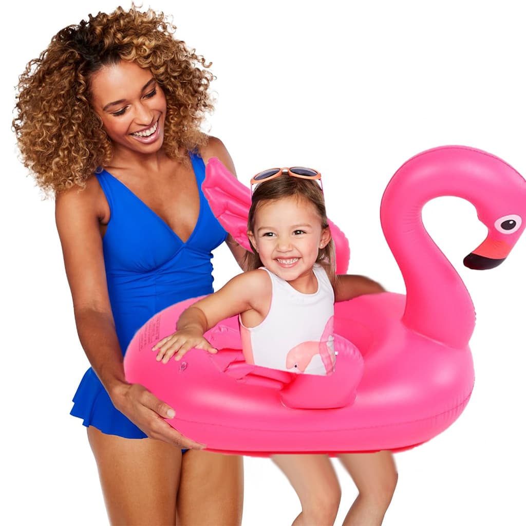 Boia Infantil Flamingo Rosa Redonda Piscina Praia Verão Inflável Diversão 70cm Para Crianças De 1 A 5 Anos