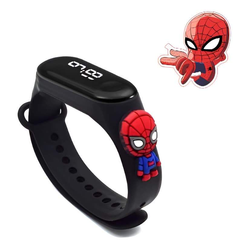 Relógio Infantil Led Touch Vingadores E Personagens Cor Pret