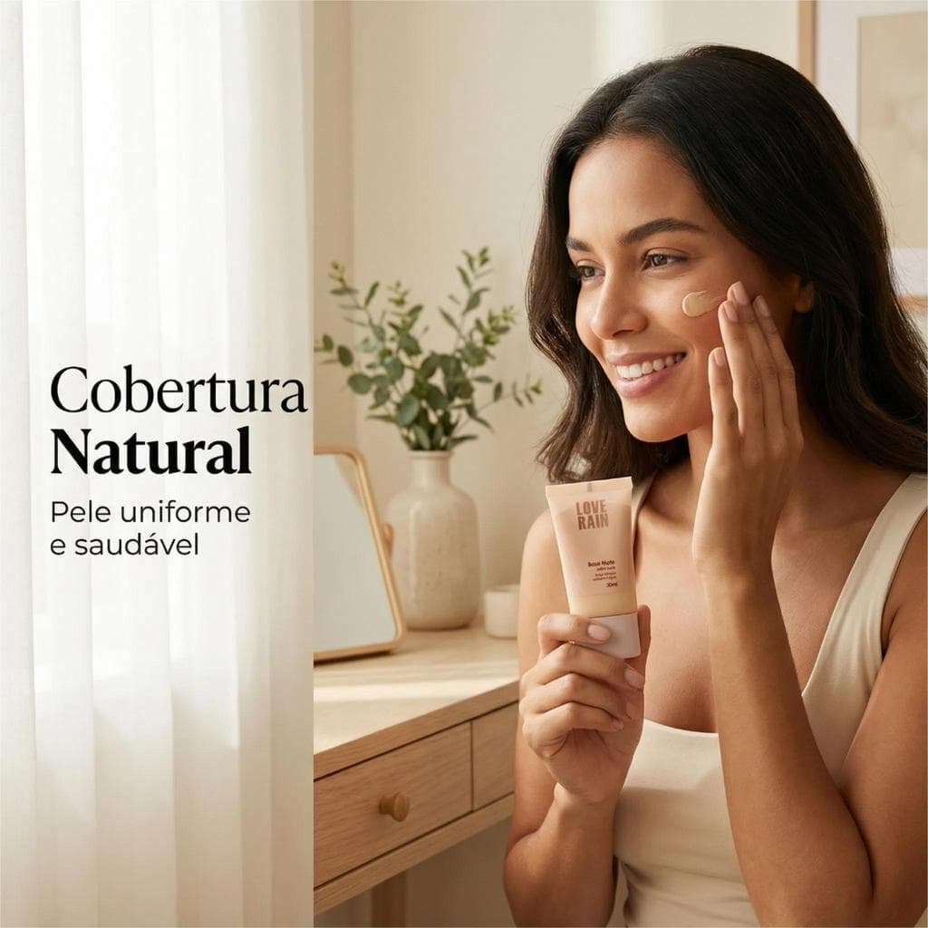 Base Líquida Love Rain – Matte, Alta Cobertura e Longa Duração