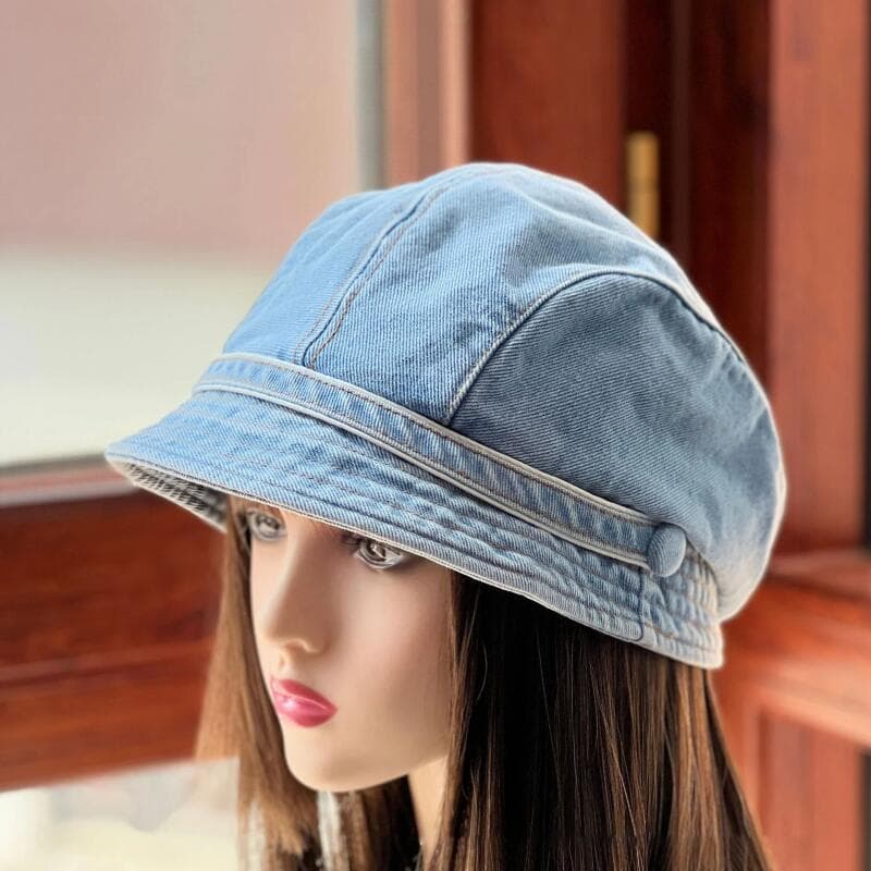Boina de Denim Vintage 2025, Chapéu Casual Estilo Pintor para Mulheres, Chapéu de Balde de Algodão, Chapéu Panamá de Ver