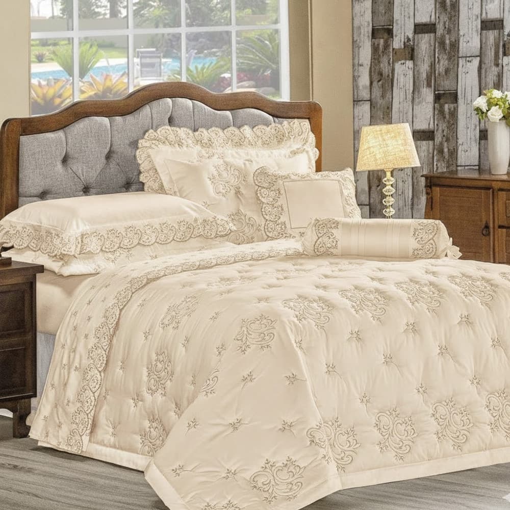 JOGO DE CAMA KING 4PCS ANDORRA 400 FIOS BEGE JUMA 193X203