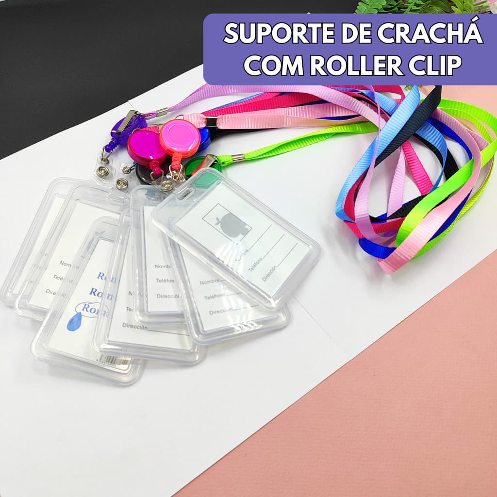 Porta Crachá Com Cordão Bilhete Cartões Ultra Resistente Duplo Para Estudante Identificação