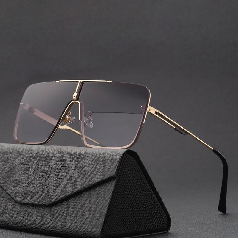 Moda Óculos De Sol Quadrados Grandes Para Homens Armação De Metal Masculino Retro Tons