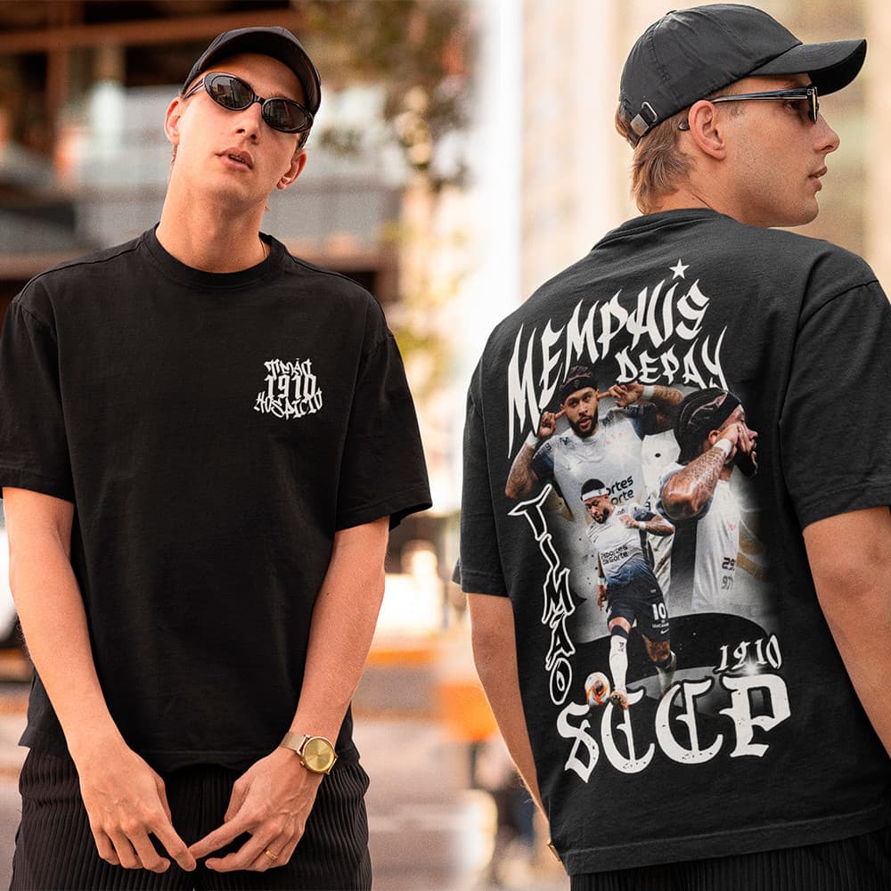 Camiseta Memphis Depay Timão 1910 Hospício Camisa Jogador De Futebol Algodão Fio 30.1 Adulto ao Plus Size Moda Tr
