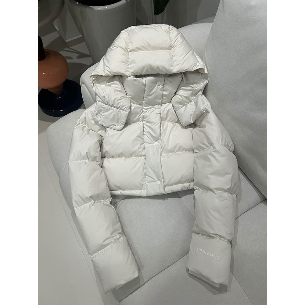 Versão coreana Super bonito branco curto para baixo jaqueta feminina inverno 2025 novo estilo pequeno com capuz pão jaqu