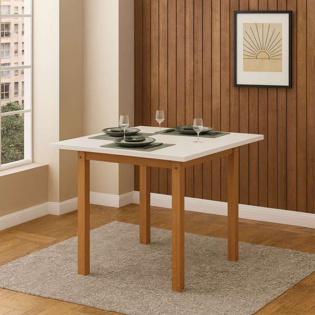 Mesa de Jantar Star 80x80 Quadrada Pés De Madeira Super Reforçados Delicada