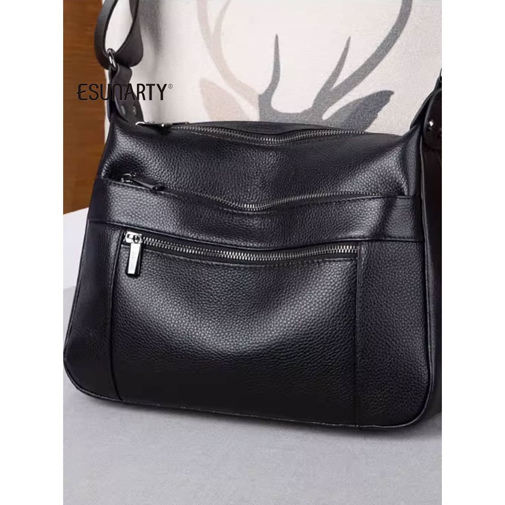 Bolsa de couro genuíno feminina 2026 novo estilo moda Multi-compartimento saco do mensageiro grande capacidade senhoras