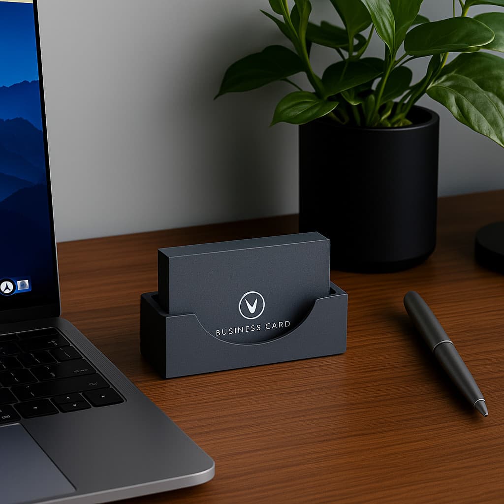 Porta Cartão de Visita p/ Mesa Escritório Atendimento – Suporte Elegante Premium Organizador MiEscritório ou Atendimento