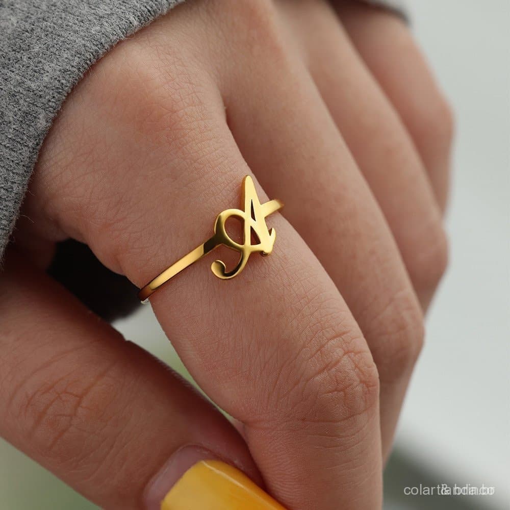 Anel Aberto Aço Inoxidável em Ouro 18K, Gravação Criativa de Nome, Anéis de casal,aliança de namoro