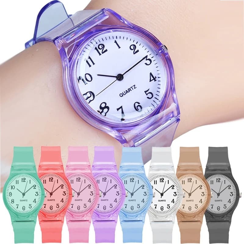 Relógio de Quartzo Transparente para Mulheres, Relógios de Silicone para Meninas, Bonitos, Coloridos, Casuais, Digitais