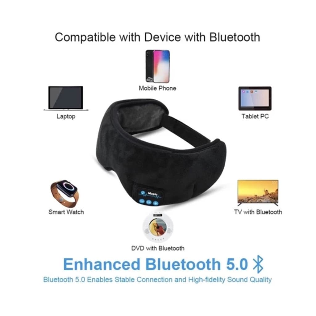 Máscara para Dormir com Bluetooth – Fone Sem Fio Portátil, Perfeita para Viagens e Noites Tranqüilas