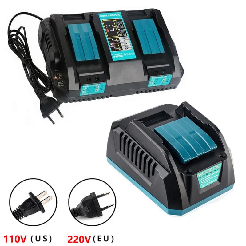 Carregador De Bateria Dupla De Íon-Lítio DC18RC 14.4V 18V Para Makita BL1415 BL1815 BL1830 BL1850 Bl1430 2A 4A Corrente
