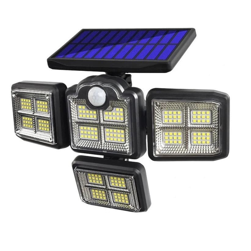 Refletor Com 4 Cabeças 198led 40w Com Painel Solar E Sensor