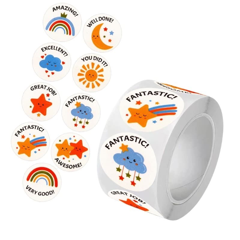 Chumbo 500 Unidades Adesivo Motivacional De Desenho Animado De PVC À Prova D'água Para Crianças Recompensando