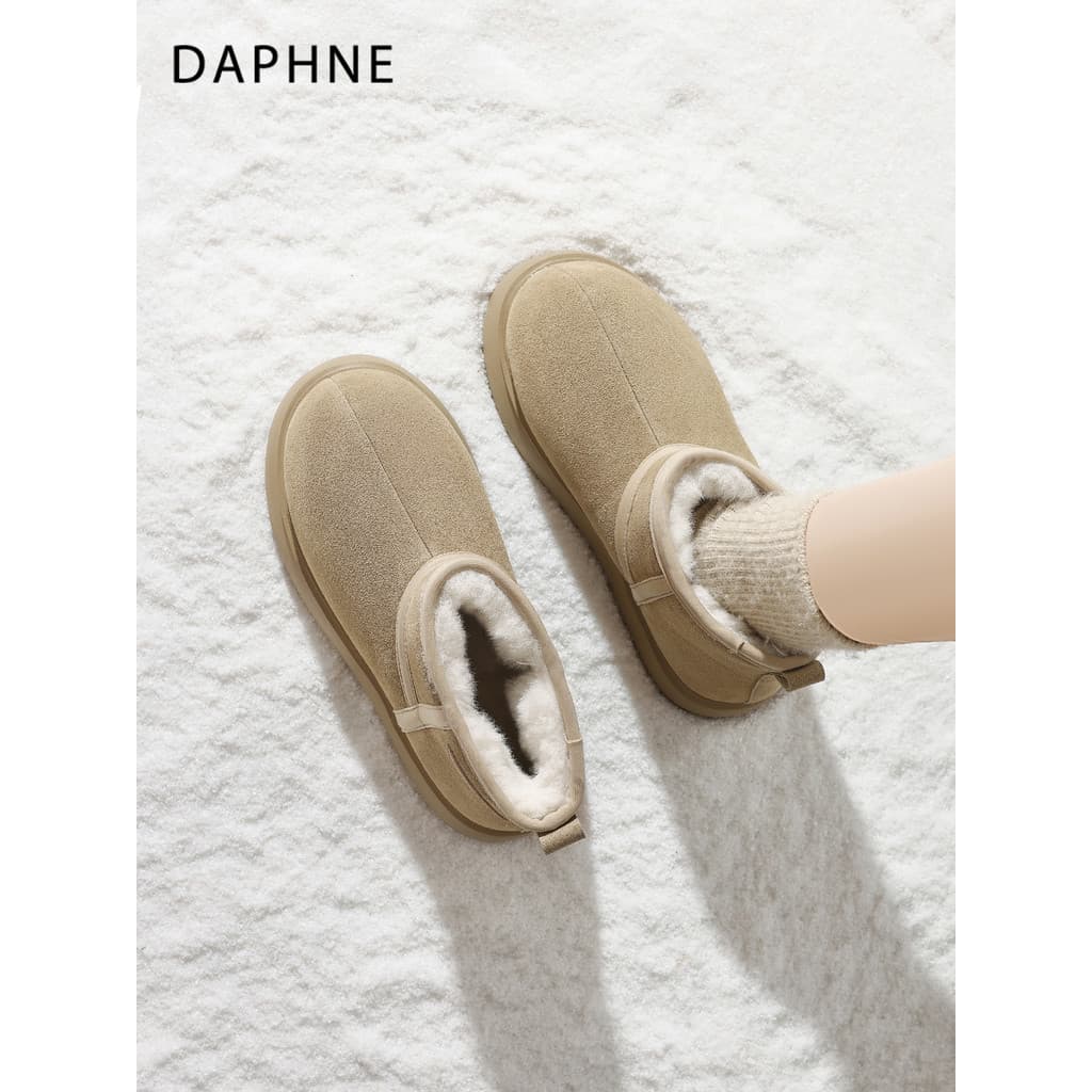 Daphne botas de neve de sola grossa feminina 2026 inverno novo estilo botas curtas velo engrossado sapatos de algodão qu