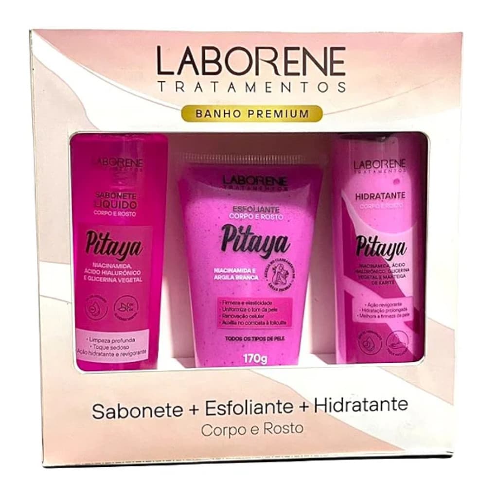 Kit Sabonete, Esfoliante e Hidratante Pitaya Laborene