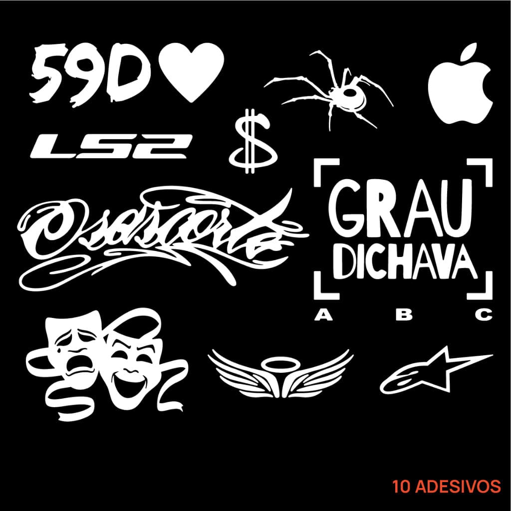 Kit Cartela Adesivos Moto Chave Grau Bike Capacete Viseira Tanque Osascorte Grau Dichava 59D