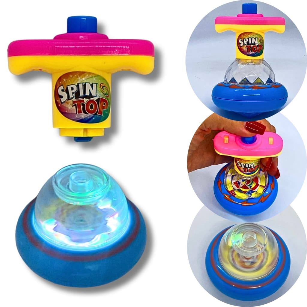 Pião com Lançador e Luz Led Colorida Super Giro - 02 Peças