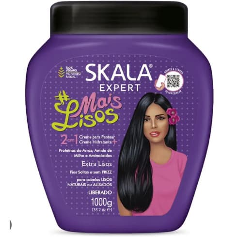 Skala Mais Lisos 2 em 1 1kg | Creme de Pentear E Máscara Reconstrução Cabelos Lisos E Alisados - Liberado