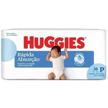 Fralda descartável Huggies Rápida Absorção Tamanho P 38 fraldas Cuidado 1