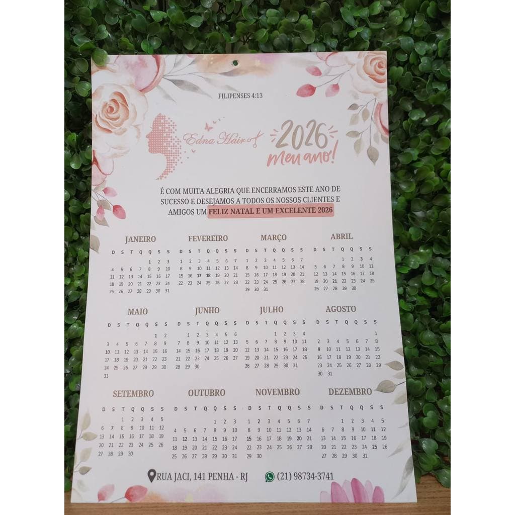 Calendário de Parede 2026 Com Furo Central - Personalizado  A4 para Empresa Brinde Comércio