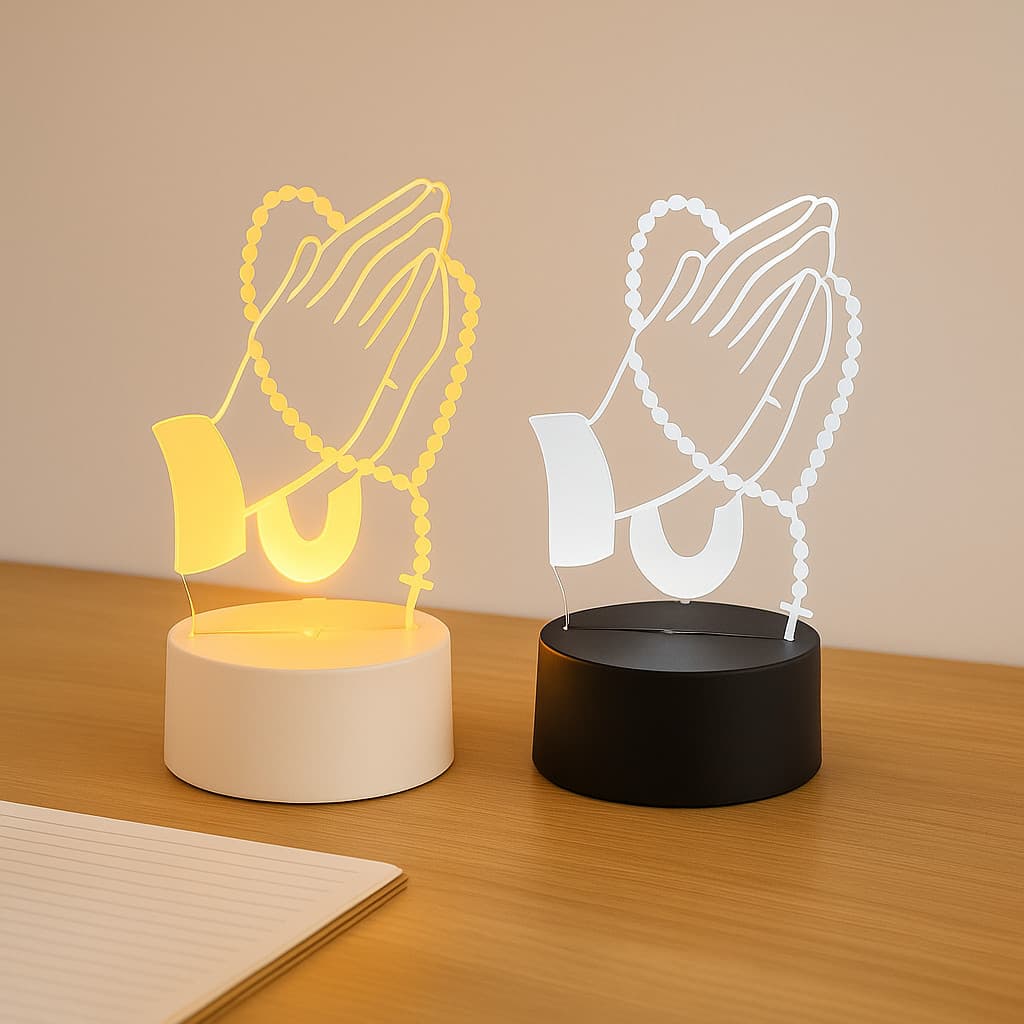 Abajur Esperança LED Toque 3 Cores Bivolt Luz Design Decorativo em Acrílico tomada