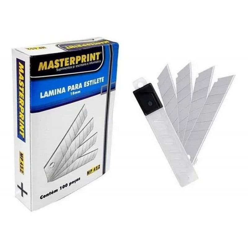 Lâmina Para Estilete Largo 18mm Com 100 Unidades