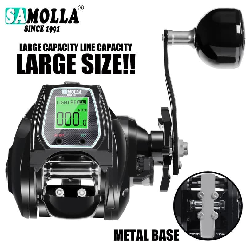 Carretilha Eletrônica de Pesca em Alto Mar SAMOLLA, à Prova d'Água, 6.4:1, 16KG de Arrasto, para Pesca de Catfishing e T