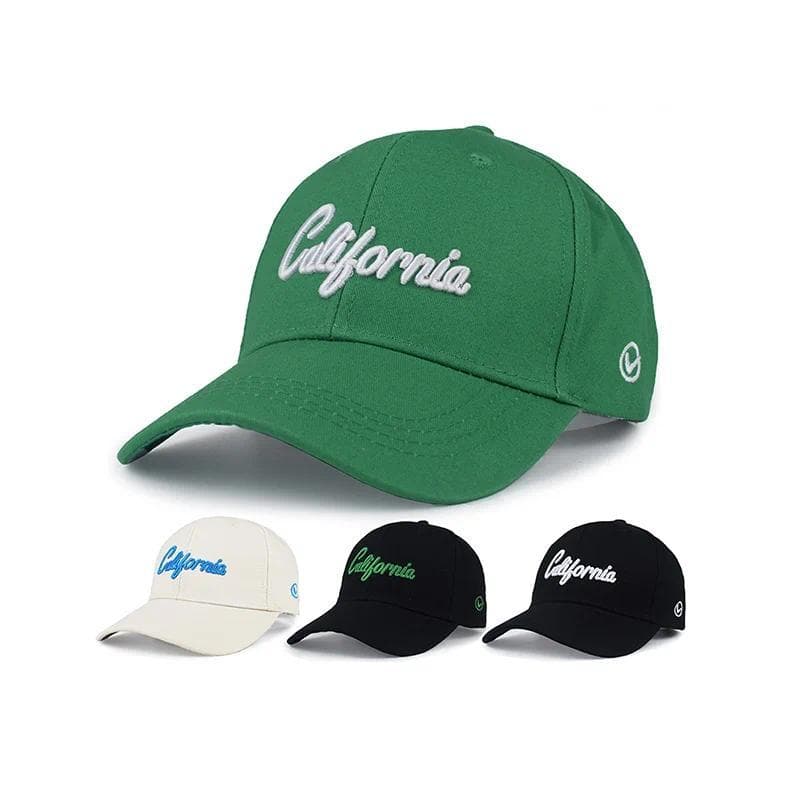 Novo Boné de Beisebol Masculino com Bordado 3D da Califórnia, Boné Estilo Dad Hat Verde, Bonés Snapback, Bonés de Hip Ho