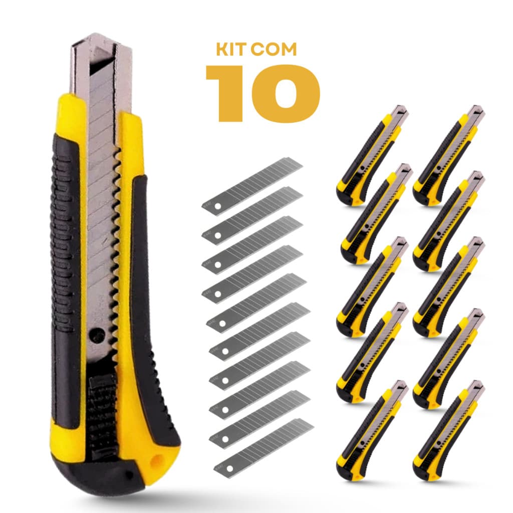 Kit  Estilete De Precisão Profissional 10 Un + 10 Lâminas