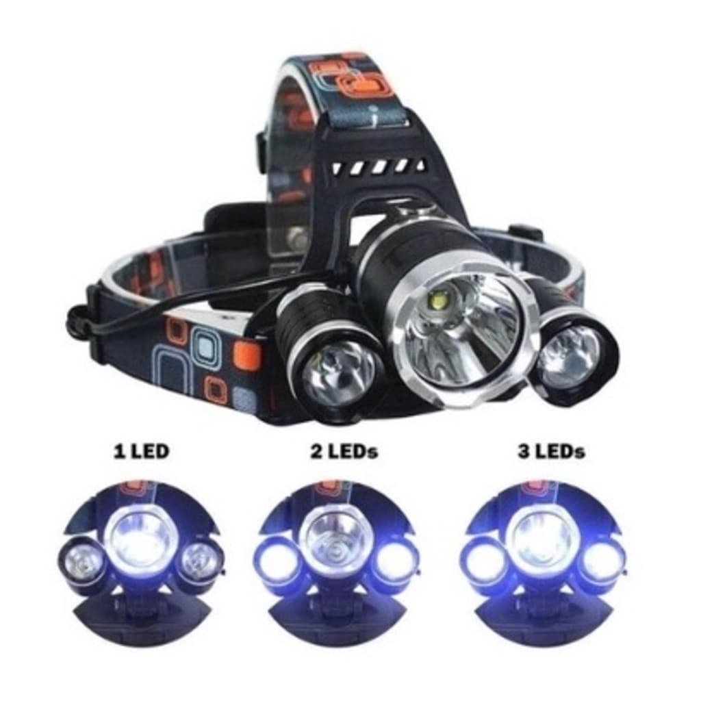 Lanterna de Cabeça Profissional Led Cree T6 3 Funções.