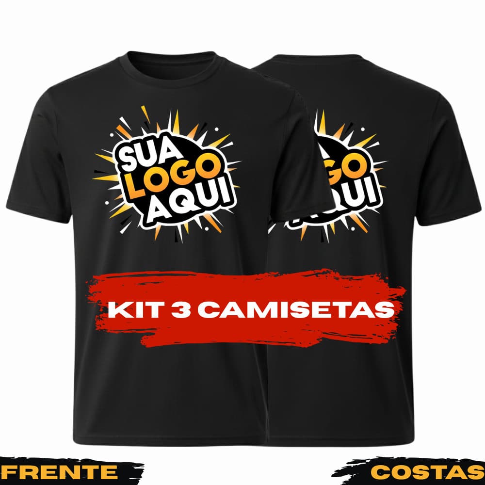 Kit 3 Camisetas Personalizadas Com Sua Logo 100% Algodão Uniforme Empresa Evento