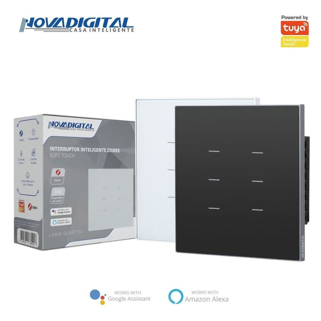 Interruptor Inteligente 6 Botões Soft Touch Quartzo Zigbee Nova Digital 4x4