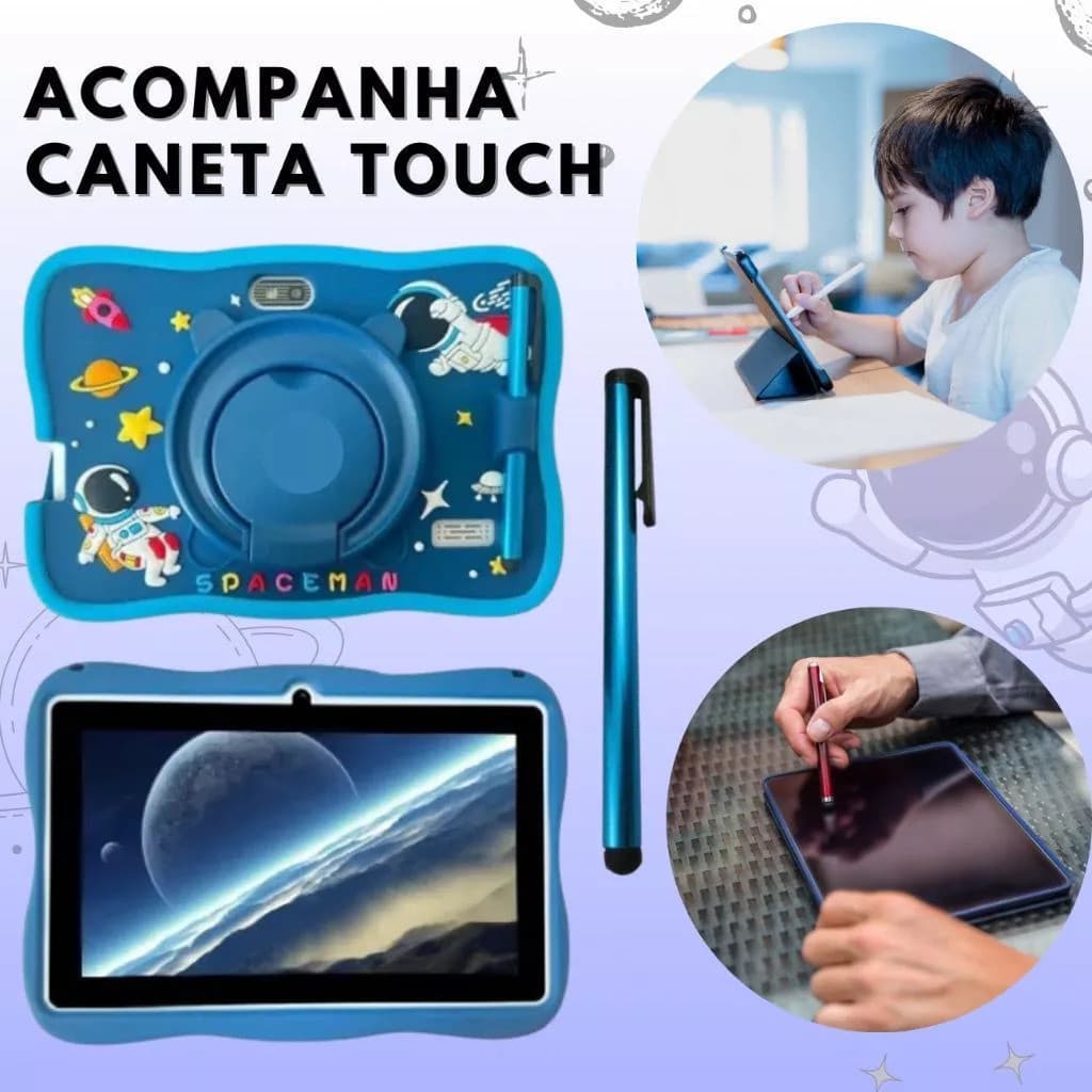 Tablet Infantil Kids 7 Polegadas Android WiFi Bluetooth Smart Tela Touch Capa Super Resistente para Crianças