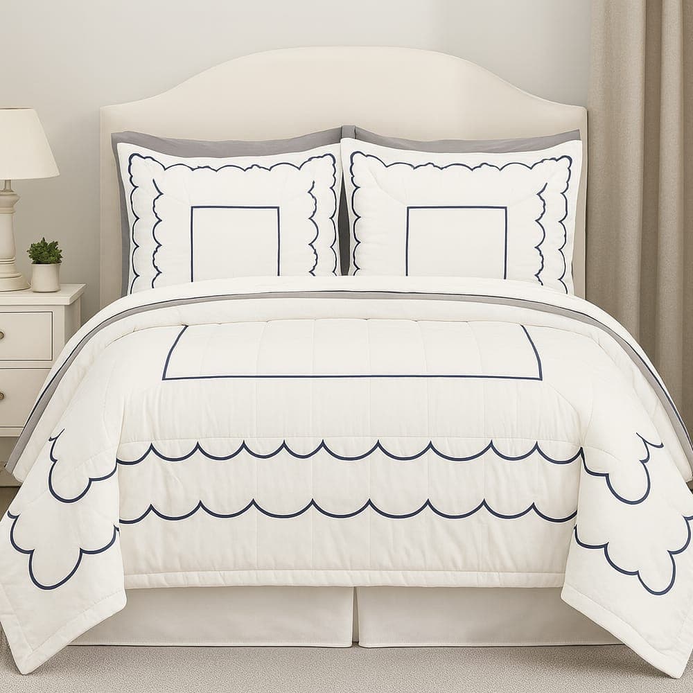 JOGO DE CAMA QUEEN 4PCS CARRARA 400 FIOS 160X200CM  MARINHO