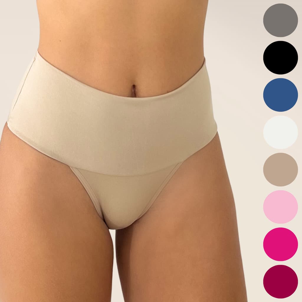 Kit 3 Calcinhas Cós Alto Duplo Modeladora Cores Sortidas Segura Barriga Viére