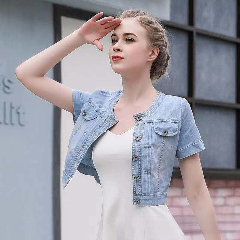 Casaco jeans feminino Casaco tamanho grande Casaco de verão Jaqueta jeans Top denim