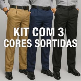 Kit Com 3 Calças Oxfordine Social Bolso Forrado Tradicional Trabalho Masculina Tradicional Reta