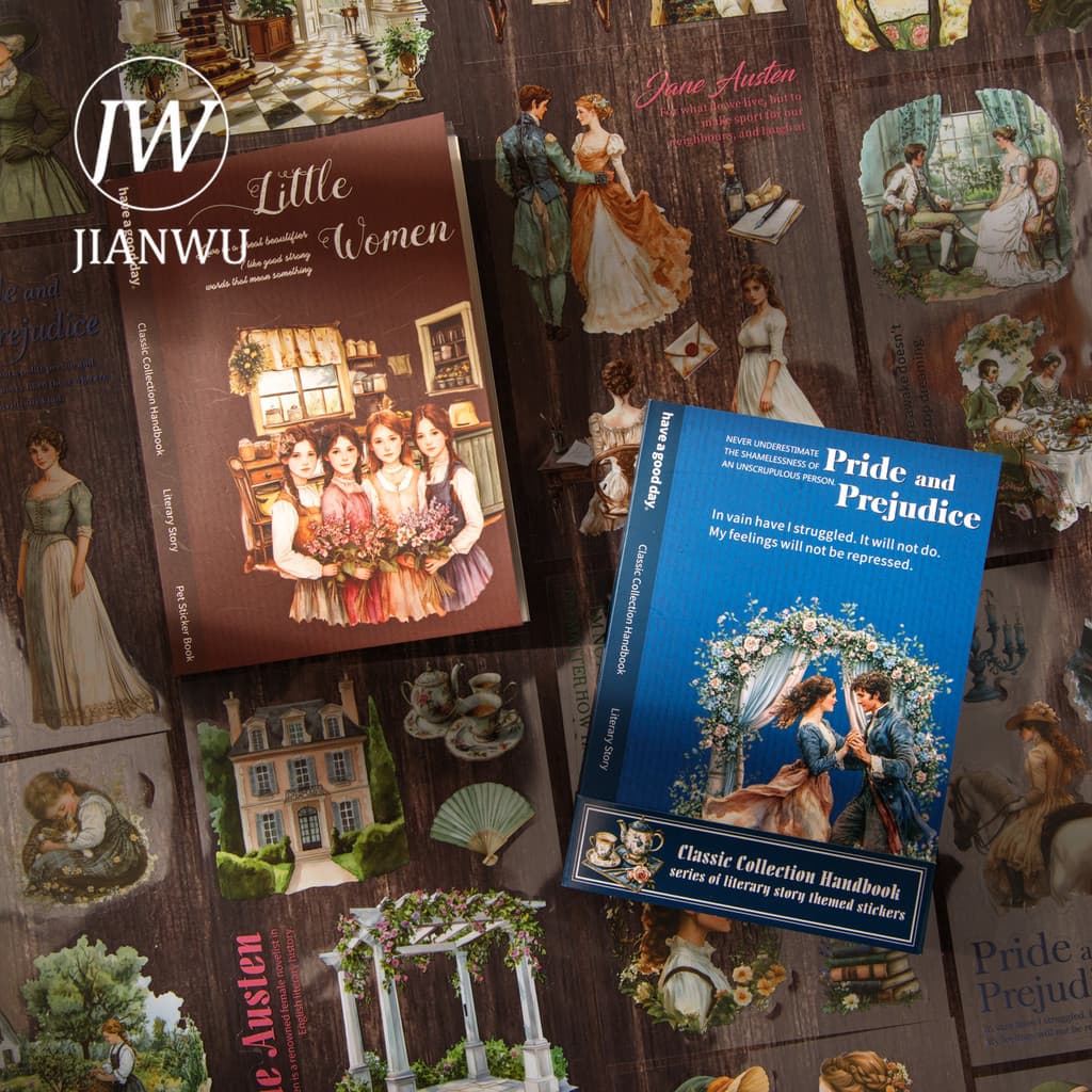 JIANWUClassic Coleção Manual Série Personagem Vintage Flor Paisagem Material Colagem Adesivo Diário Criativo Papelaria